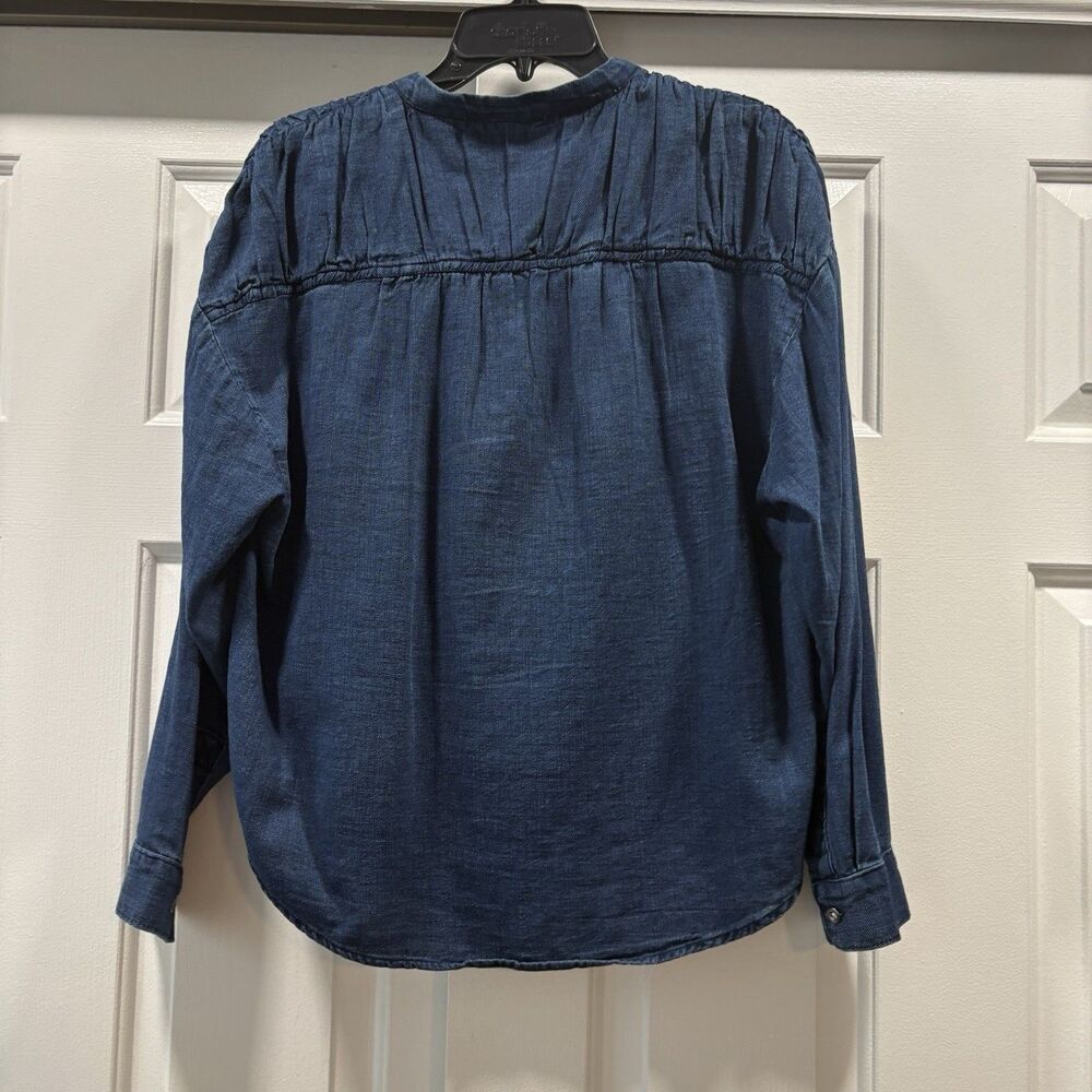 Anthropologie Pilcro Henley Blouse Denim Size S Western Boho - Picture 3 of 13